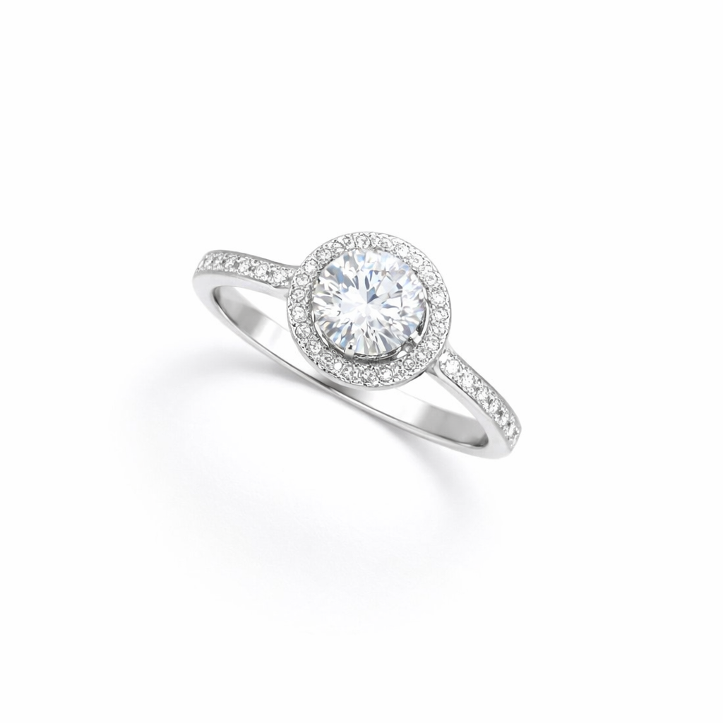 μονόπετρο δαχτυλίδι halo με ζιργκόν πέτρες