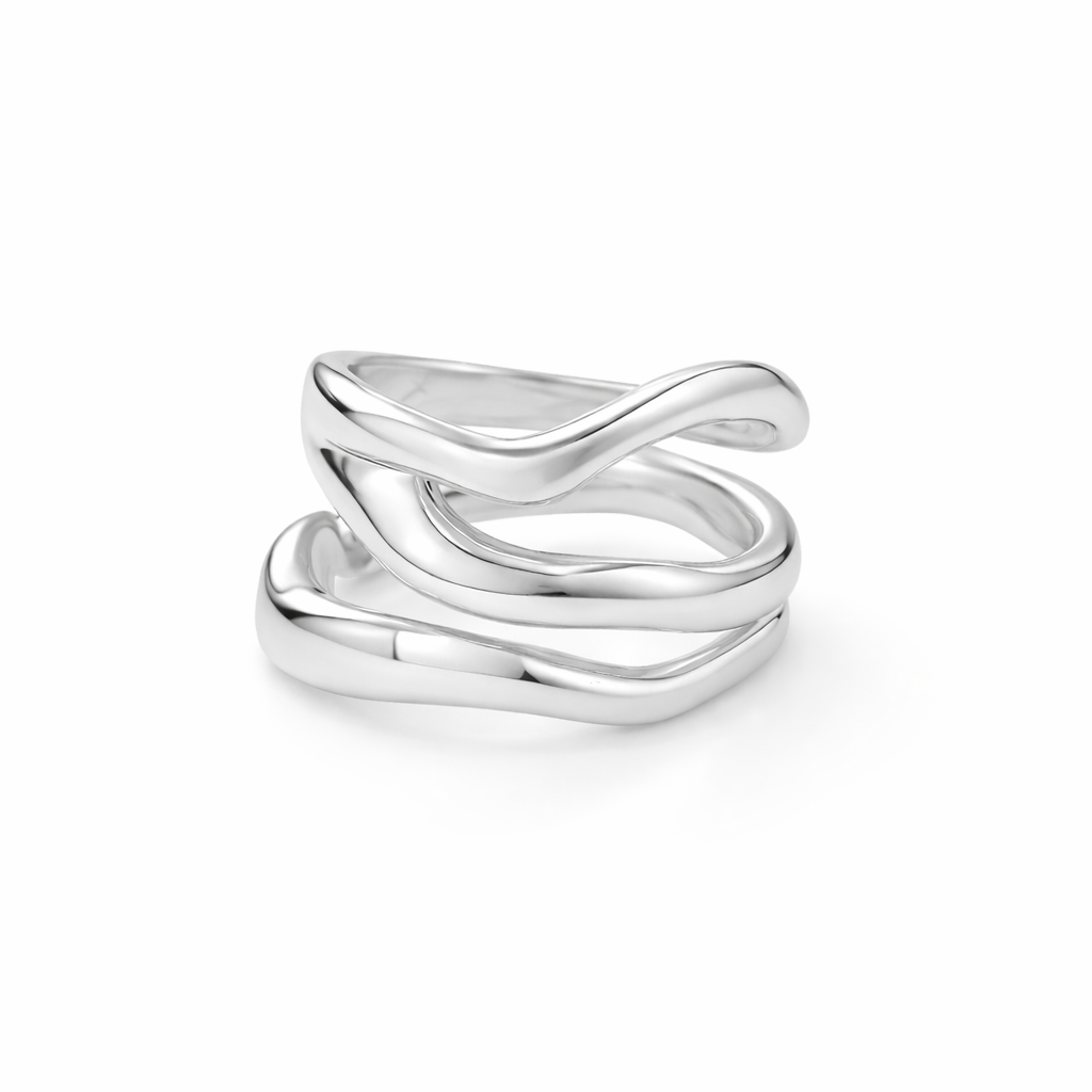 Ασημένιο γυναικείο δαχτυλίδι κυματιστό 925