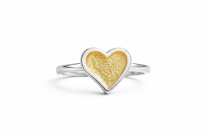 Ασημένιο δίχρωμο δαχτυλίδι καρδιά 925