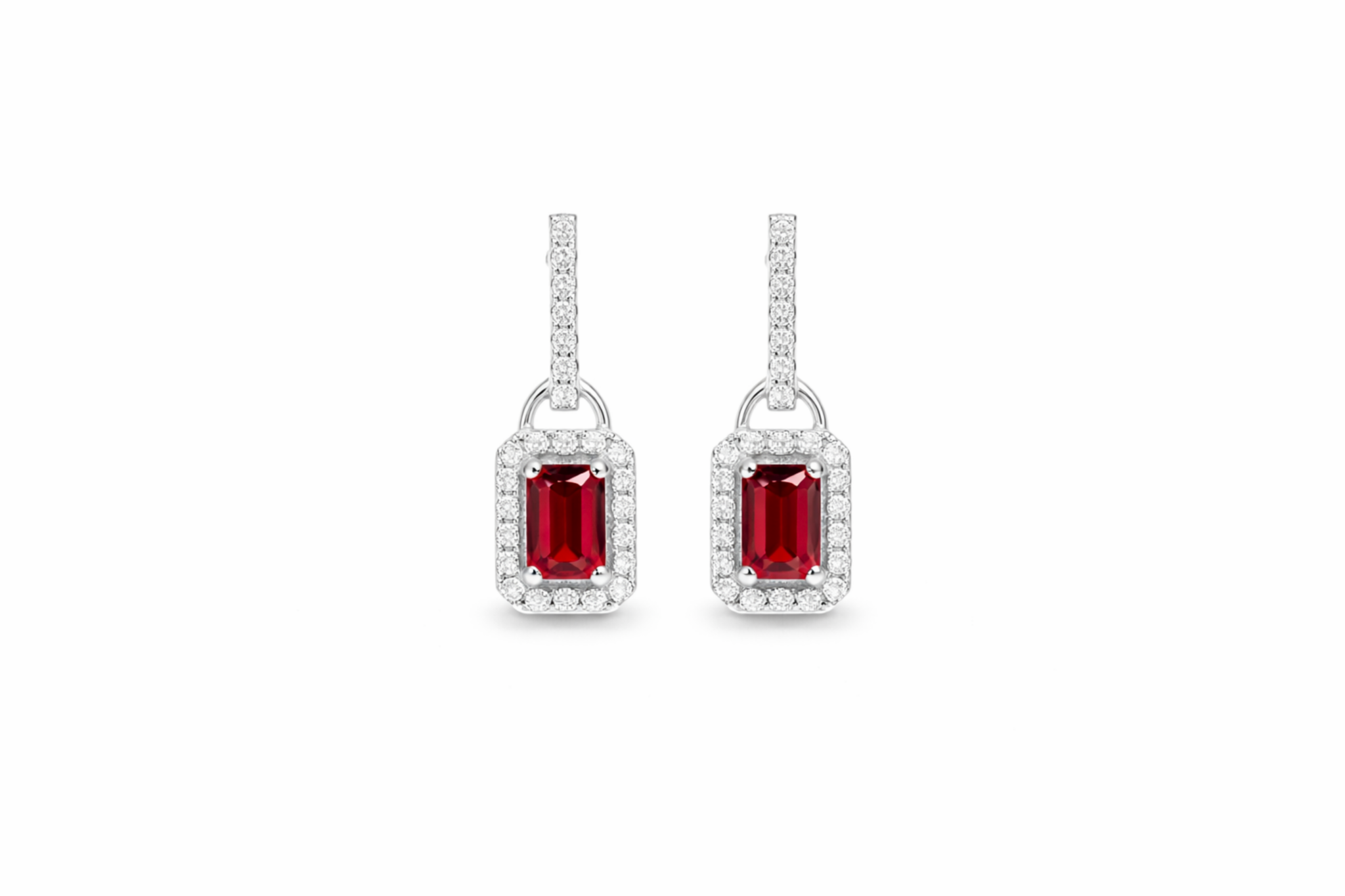 Ασημένια σκουλαρίκια με κόκκινη πέτρα 925