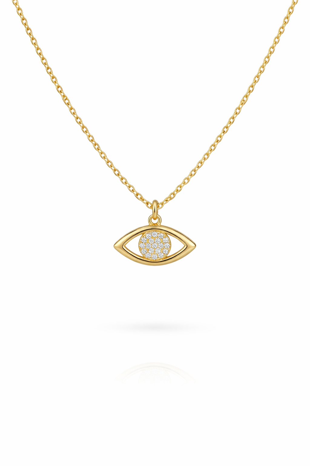 Ασημένιο γυναικείο κολιέ μάτι με ζιργκόν 925