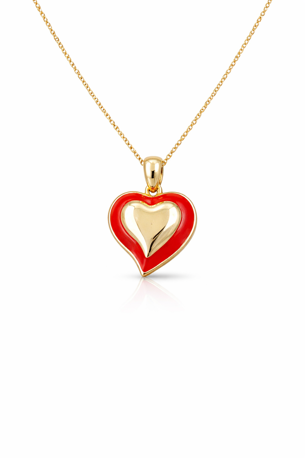 Ασημένιο γυναικείο κολιέ κόκκινη καρδιά 925