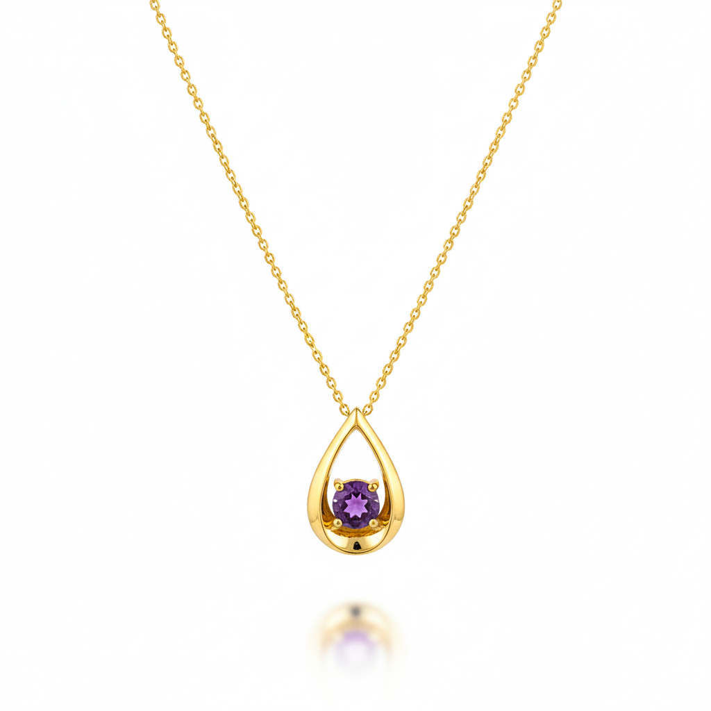 972722C5-7B23-4A2B-85A4-8C47CC690C9D Ασημένιο γυναικείο κολιέ δάκρυ με αμέθυστο 925