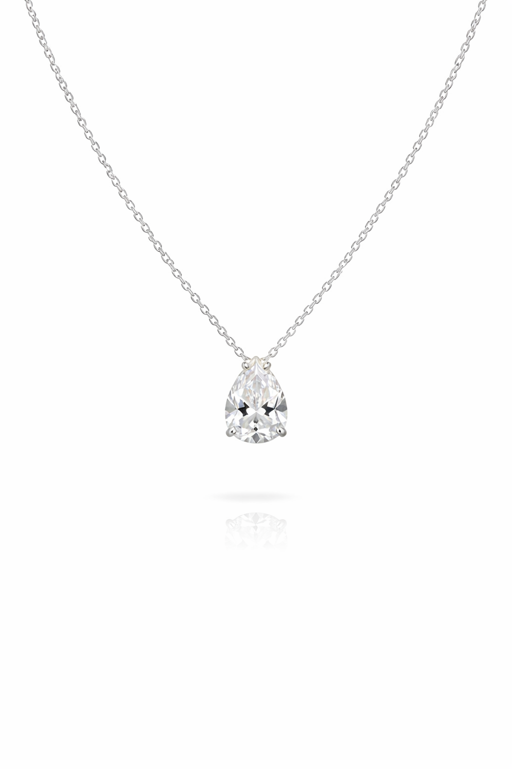 031EA97A-B547-48E6-A0CF-8967CF907282 Ασημένιο γυναικείο κολιέ δάκρυ με λευκό ζιργκόν 925