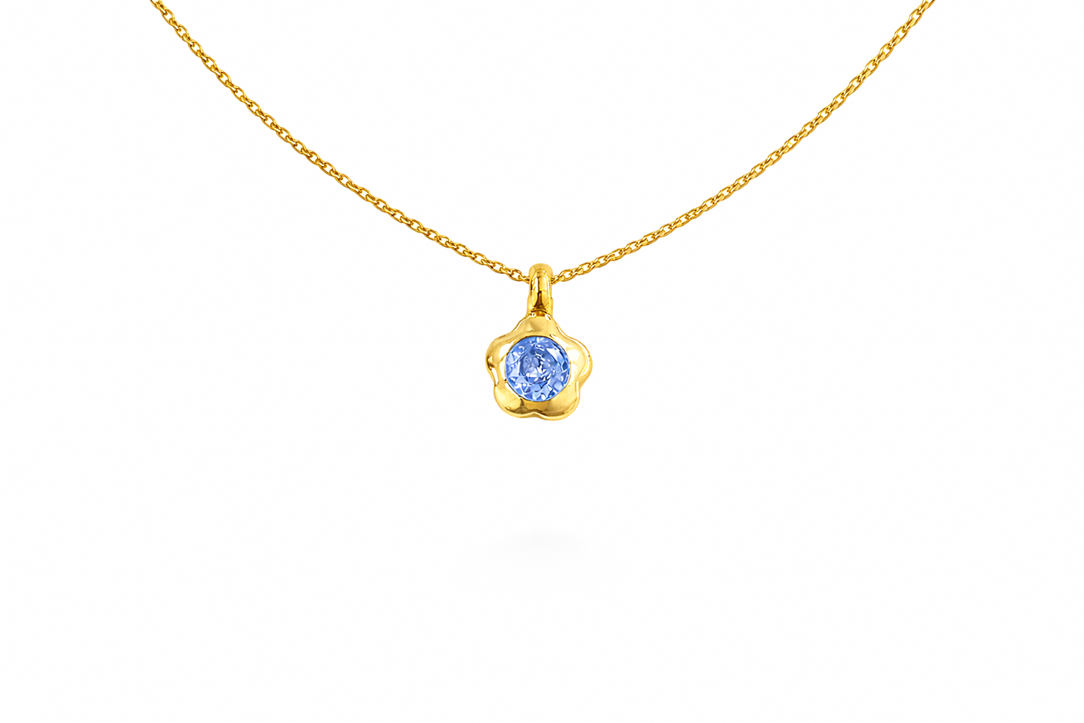 Ασημένιο γυναικείο κολιέ λουλούδι με μπλε πέτρα από ασήμι 925