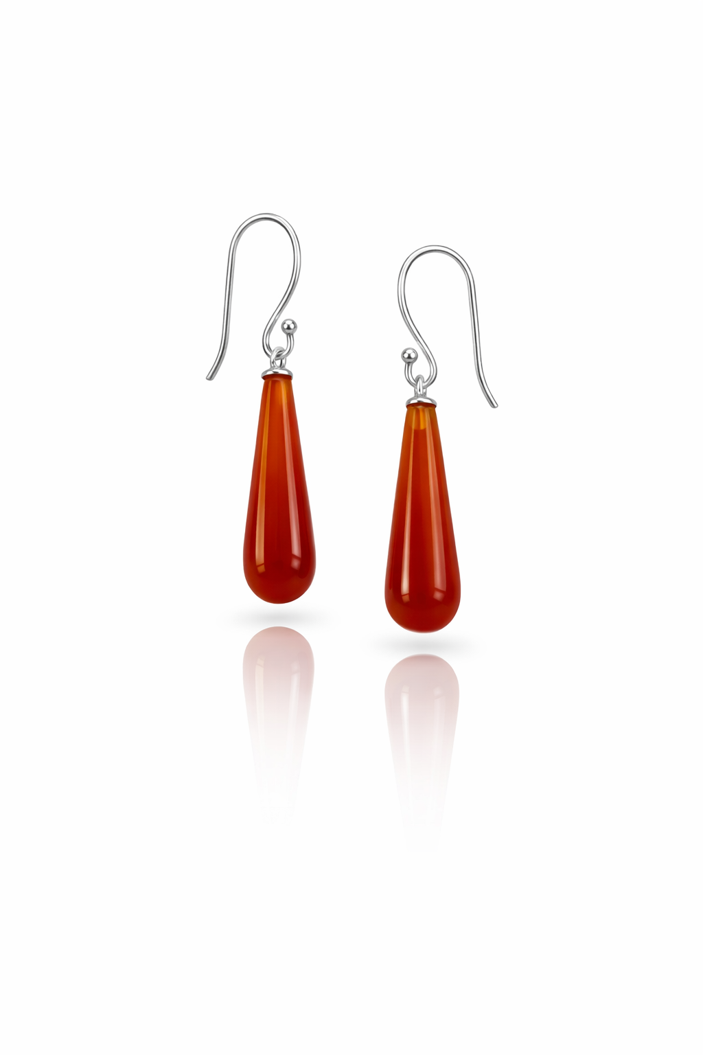 Ασημένια σκουλαρίκια σταγόνα με πέτρα καρνεόλη 925