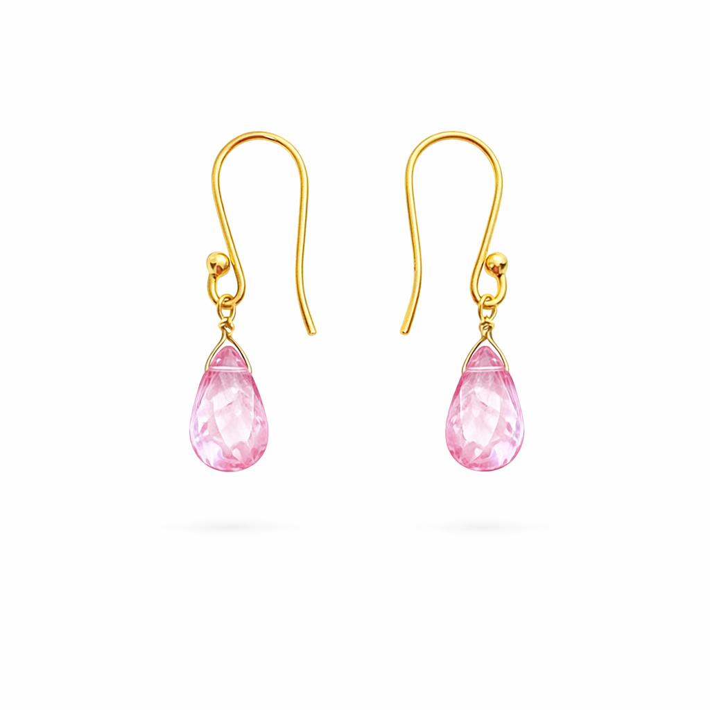 Ασημένια κρεμαστά σκουλαρίκια με ροζ χαλαζία 925