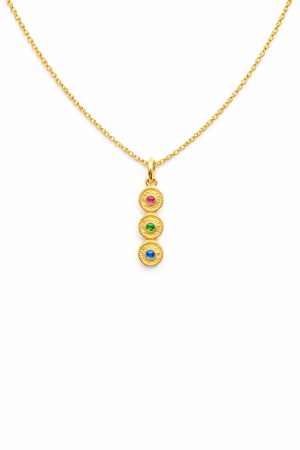 Ασημένιο γυναικείο βυζαντινό κολιέ με πολύχρωμα ζιργκόν από ασήμι 925