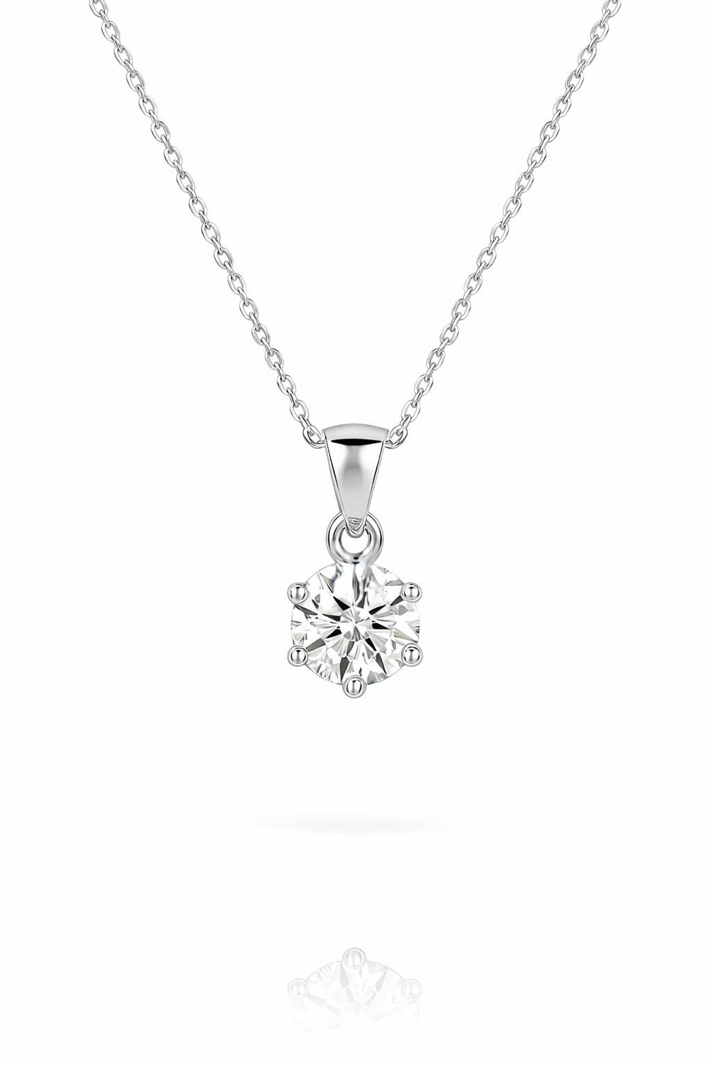 Ασημένιο γυναικείο μονόπετρο κολιέ με ζιργκόν από ασήμι 925