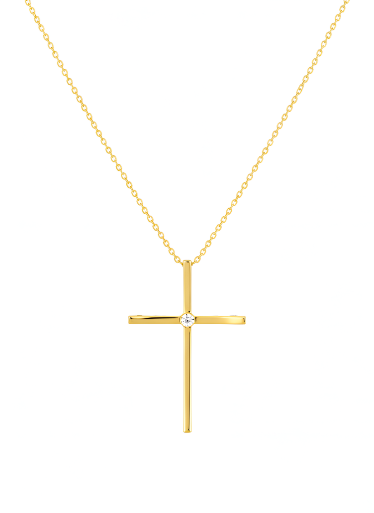 IMG_0716 χρυσός βαπτιστικός σταυρός minimal με πέτρα στο κέντρο