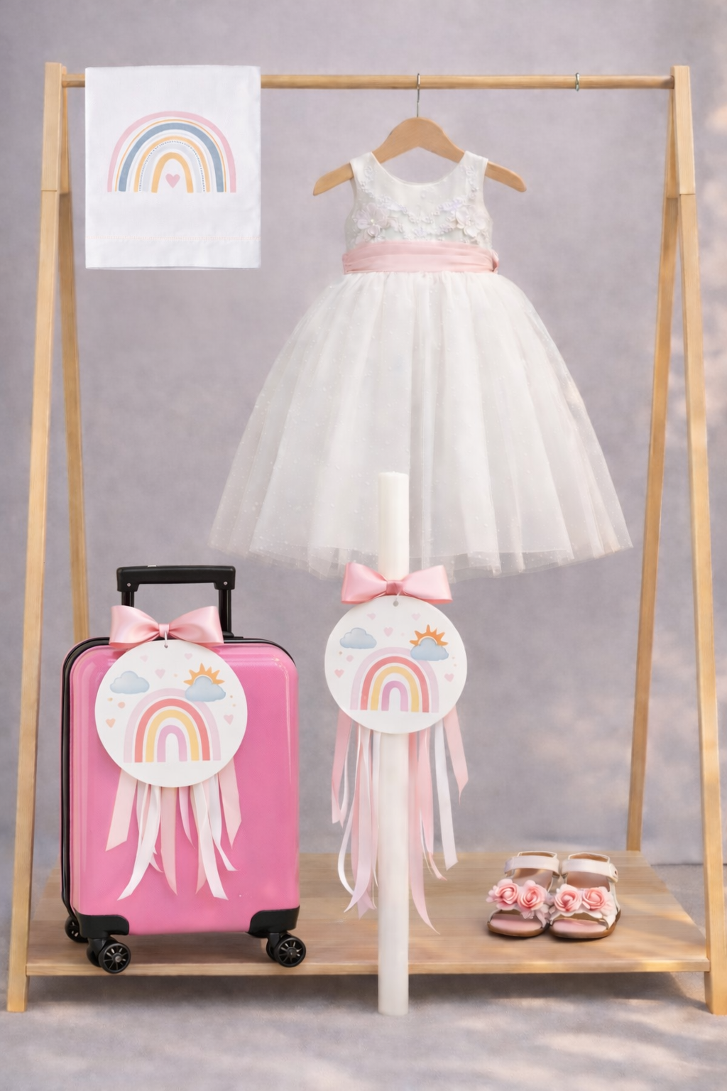 370E12E4-400D-497D-BCE4-2C70861DD835 Πακέτο βάπτισης κορίτσι με θέμα ουράνιο τόξο σε ροζ αποχρώσεις