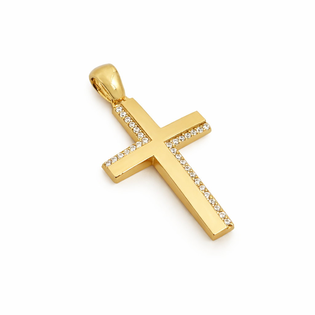 FEBF2741-E28D-473B-985A-E91C9901E7D2 λευκόχρυσος σταυρός με ζιργκόν minimal